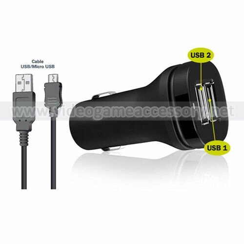 2 USB CAR CHARGER + DATA CABLE APPLE/SAMSUNG + MICRO USB CABLE