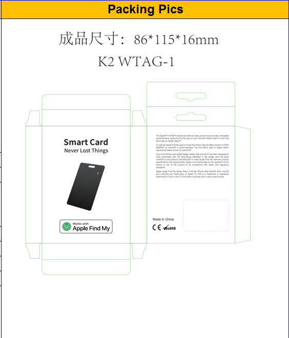 New Arrival Anti-lost Tracker Device Smart Card K2 WTAG-1 For iPhone